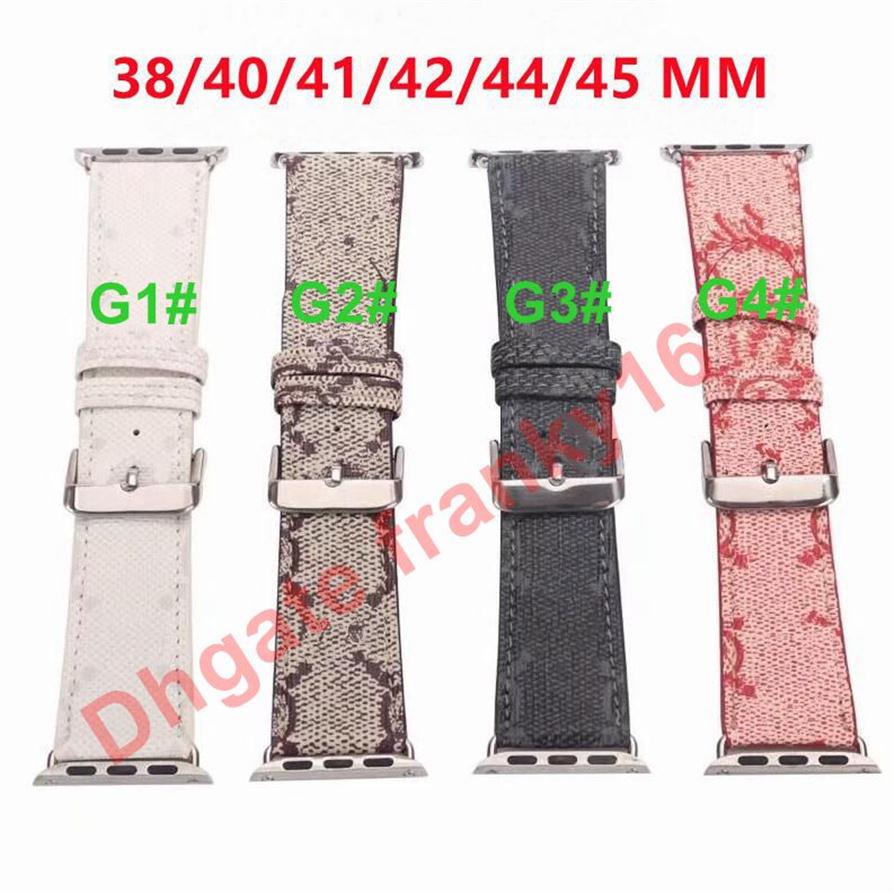 

Suitable For Designer Apple Watch Bands Fashion iwatch Strap 38mm 40mm 41mmm 42mm 44mm 45mm Apples 1234567 Leather Wristband288d