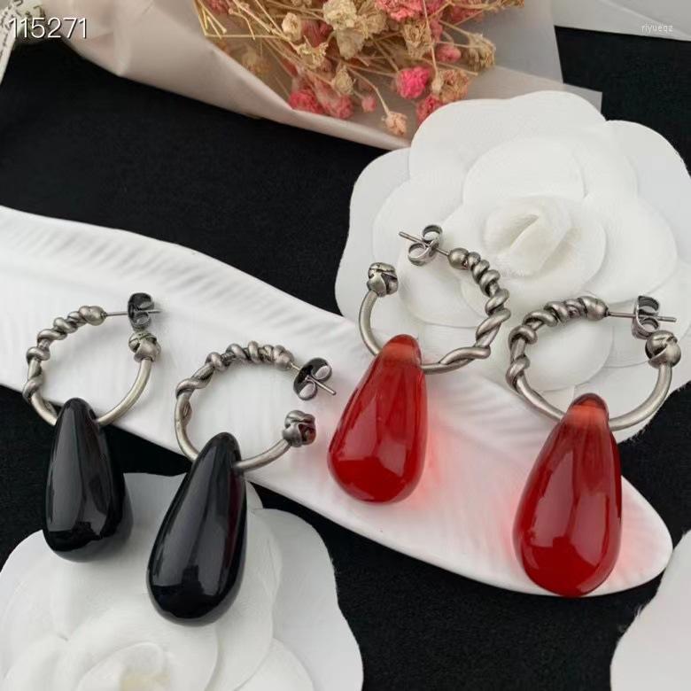 

Hoop Earrings Teardrop Single Hanging Acrylic Silver Needle Brass Gold Plated Women