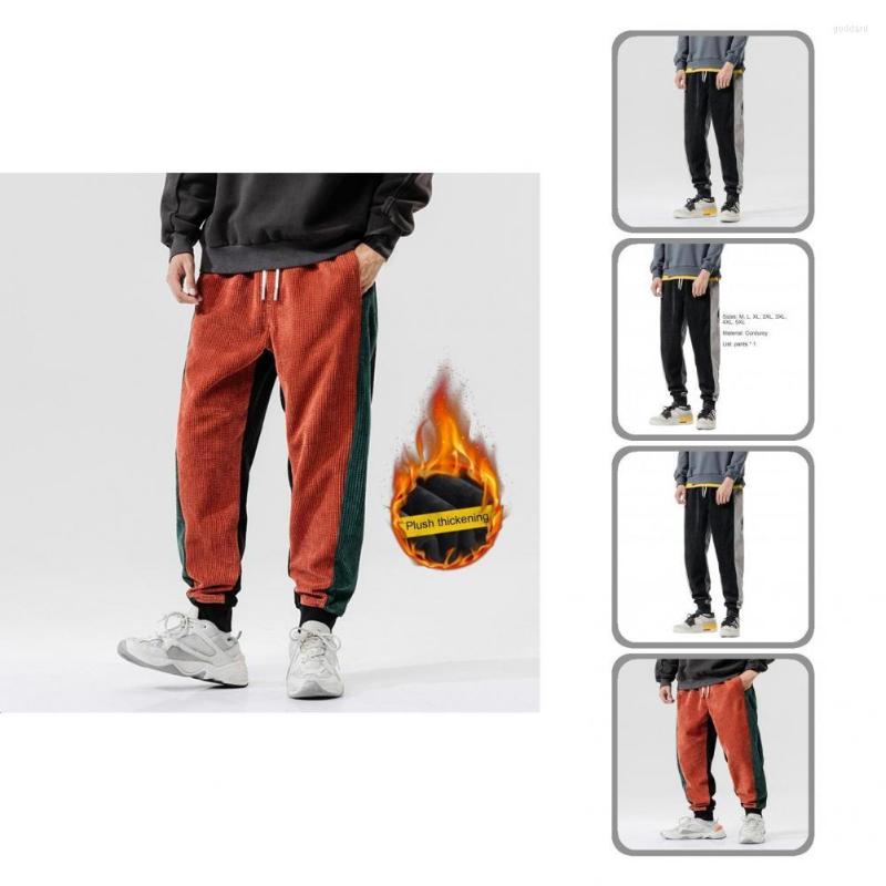 

Men's Pants Trousers Plush Lining Sporty Ankle Tied Windproof Lace-up Sweatpants Men For School, Brick red