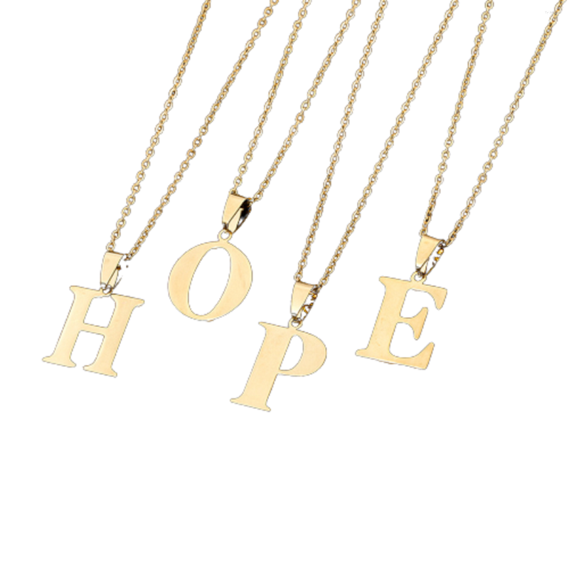 

Pendant Necklaces DIY Women Fashion Simple Stainless Steel 26 Letters Neck Chains Beaded 1149