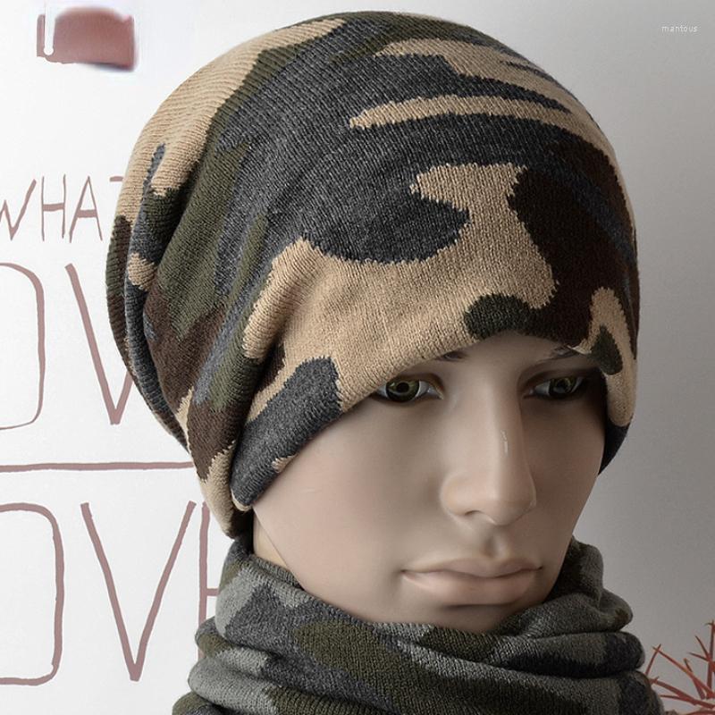 

Bandanas Men And Women Camo Hat Windproof Warm Outdoor Camouflage Knitted Scarf Thickened Dual Purpose Gorro Headdress