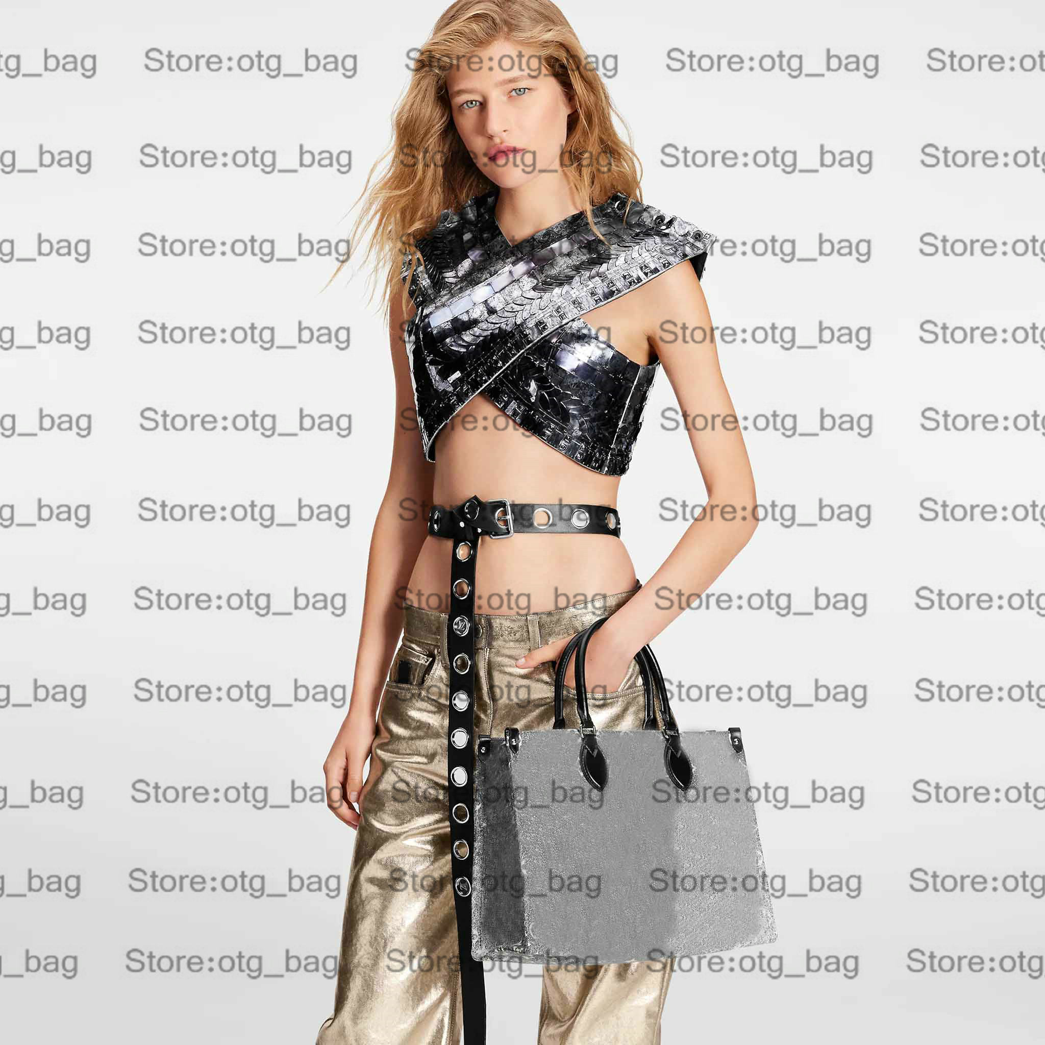 

M46448 Onthego MM Bag 23SS Cruise Spring Show Womens Cowboy Jungle OTG Graffiti CrossBody Designer Monograms Jacquard Denim Luxurys Handbag 35 Shoulder Bag ON THE GO