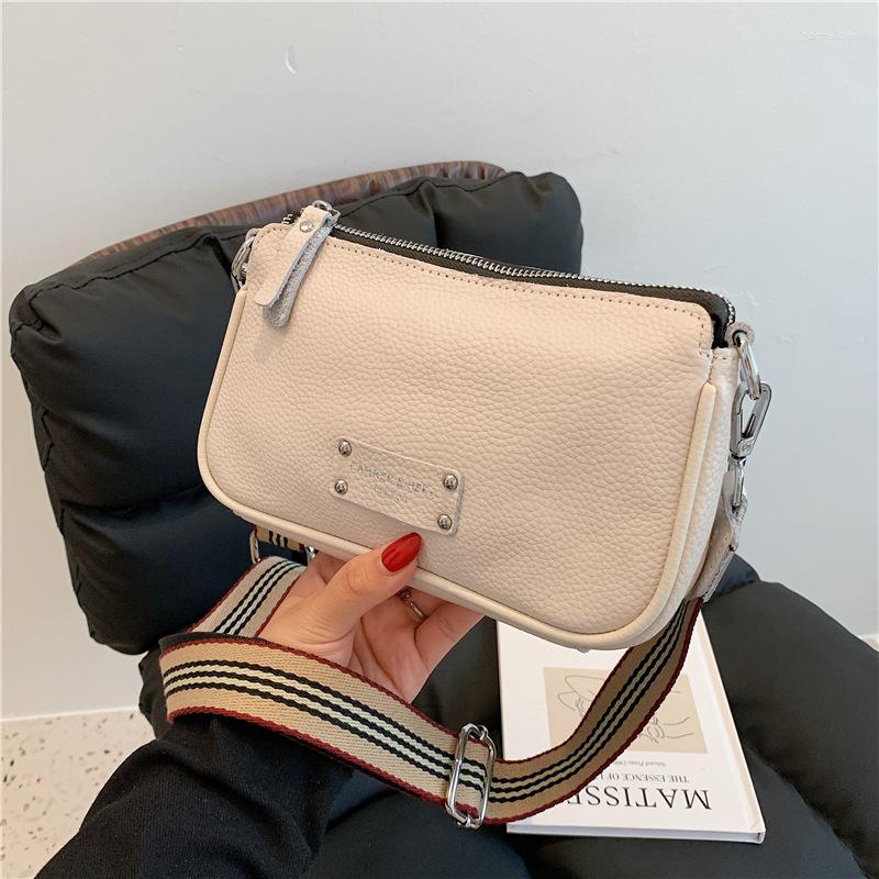 

Evening Bags Leather Solid Color Letter Metal Rivet Seal Wide Shoulder Strap Bag 2022 Women's Top, Black