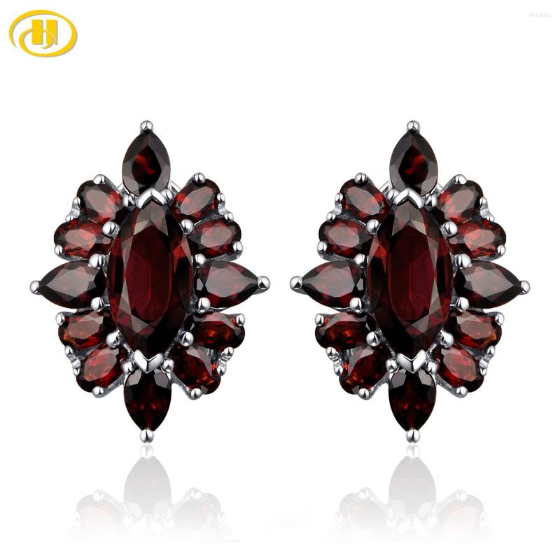 

Stud Earrings Natural Red Garnet Solid Sterling Silver 15 Carats Genuine Gemstone Classic Women's Jewelry Royal Luxury Style Gifts