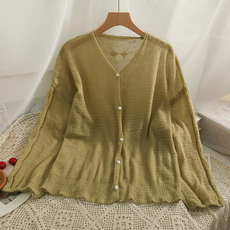 

Women's Jackets Long Sleeve Loose Knitting Casual Top Women Clothes Single Breasted Cardigan 2022 Summer Solid Color Female Jaket Coat