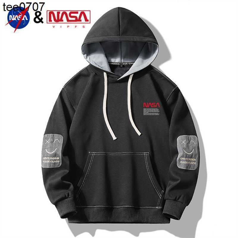 

Designer Fashion Brand NASA Hoodies Sweatshirt Men's Autumn and Winter New Loose Hooded Jacket Top Cotton Couple Sweatshirt, Wine