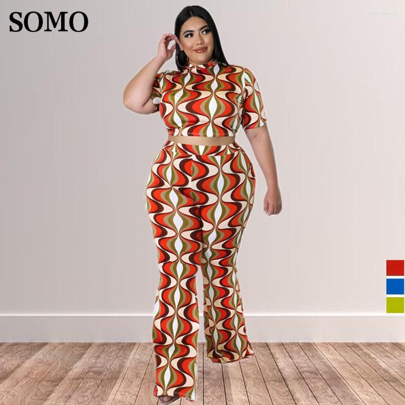 

Tracksuits Summer Clothes Sexy Crew Neck Crop Top And Straight Long Pants Plus Size Women Printed Outfiits Clubwear Wolesale Drop, Blue