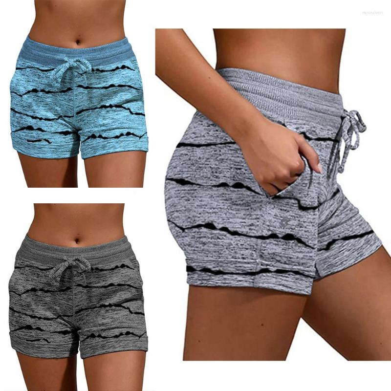 

Women's Shorts 2022 Women's Casual Striped Sports Adjustable Wide Waist Lightweight Quick-drying ShortsShorts With Pockets, Blue