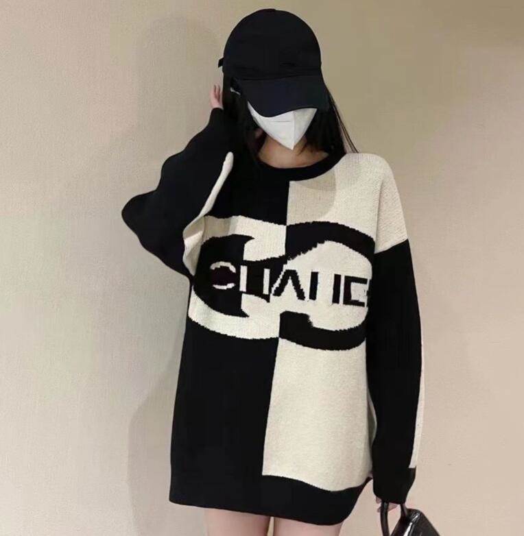 

new women's Sweaters brand Casual Womens Designer sweaters Black white contrast color