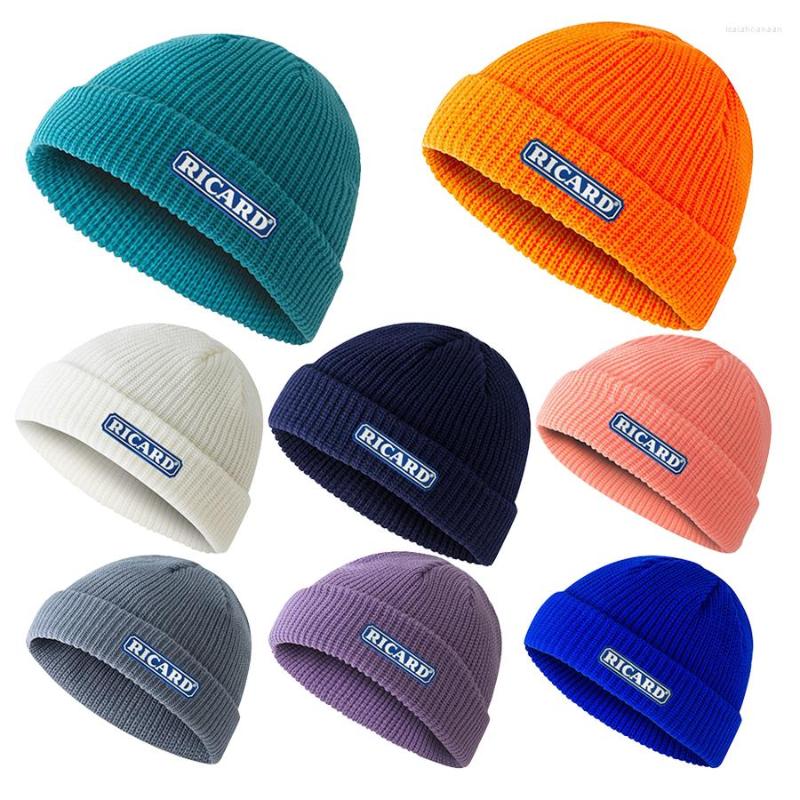

Berets Ricard Wool Acrylic Knitted Caps Women Men Girl Youth Skullcap Autumn Winter Elastic Skullies Beanies Cap 20 Colors, B1