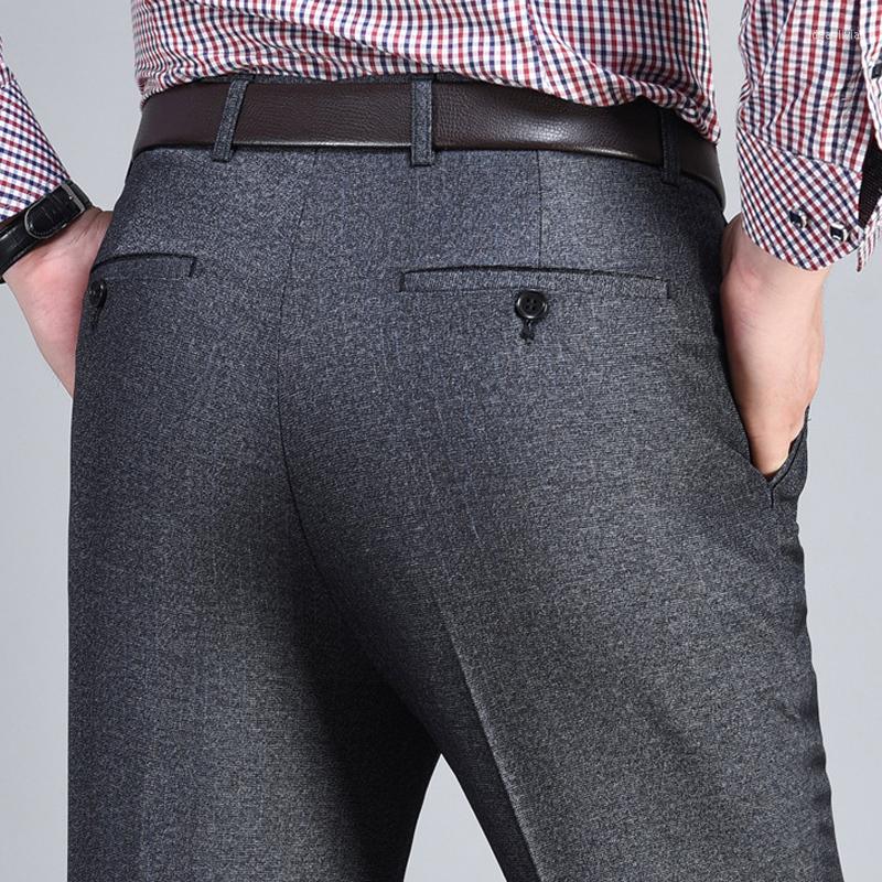 

Men's Suits Special Autumn Winter Loose Dress Trousers Straight Men Middle-aged Business Casual Suit Pants Anti-wrinkle Men's 29-44, 105 blue plaid