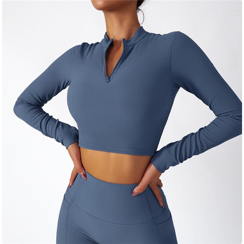

Active Shirts Women Yoga Shorts Zipper Long Sleeve Quick Dry Exercise Running Fitness Top Sportswear Workout Tops, Black