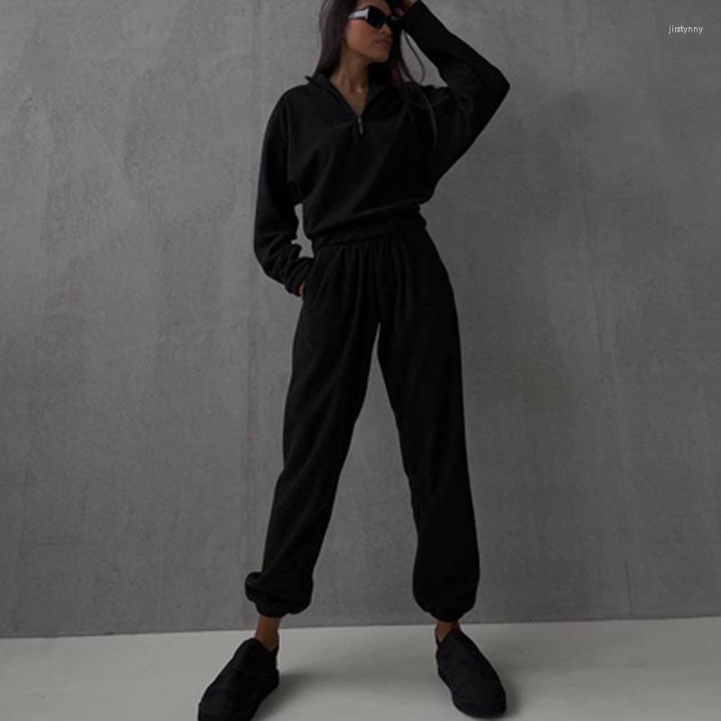 

Women' Two Piece Pants Autumn 2022 Women Casual Outfit Fashion Zip Turtleneck Long Sleeve Sweatshirt And Suit Ladies Loose Solid 2 Se, 01 khaki
