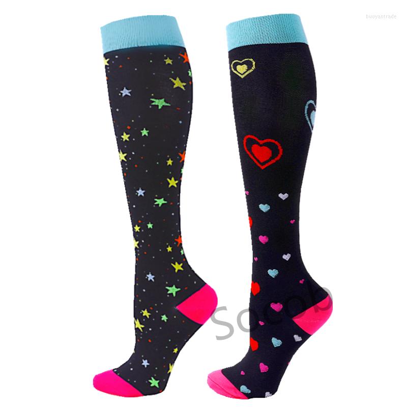 

Men's Socks 2 Pairs Compression Women Men Knee High 20-30 MmHg For Edema Anti Fatigue Diabetes Varicose Veins Running Sports Stockings, 15-23