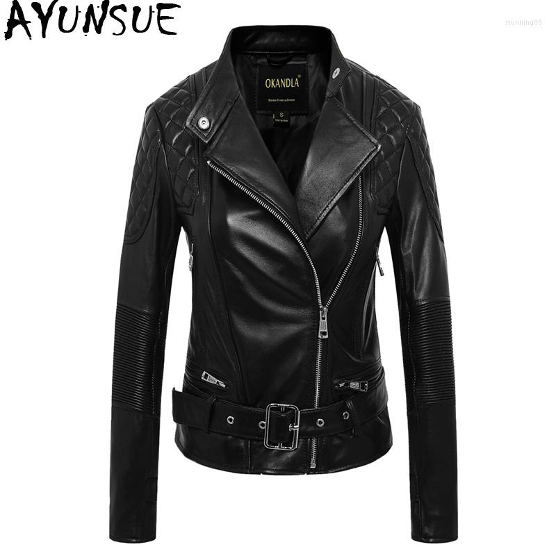 

Women' Leather Autumn Women' Fur Coat Real Genuine Jacket Women Clothes Korean Vintage Sheepskin Female, Black-thick