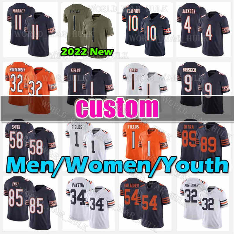 

Chase Claypool Jersey Justin Fields Football Cole Kmet Jaquan Brisker David Montgomery Dick Butkus Brian Urlacher Chicago Bears Eddie Jackson AJ Klein Kyler Gordon, Custom women(x d)