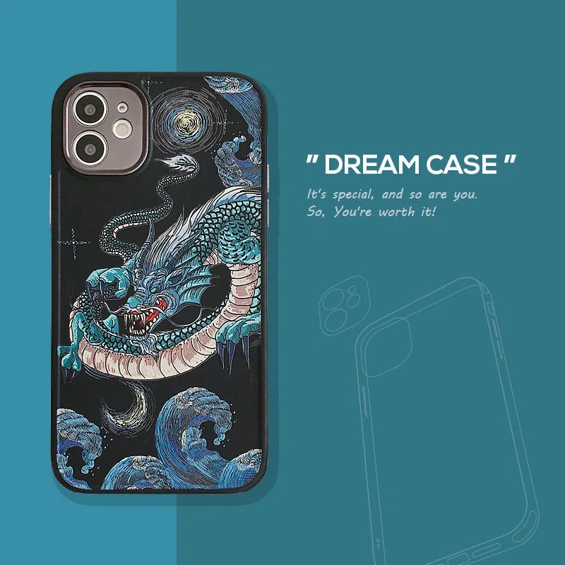 

Cool Designer Phone Cases For Iphone 14 13ProMax 12Pro 11 X Xs Xr 7 8P Shockproof Cover Shell Black White Relief Dragon Iphone Case 22110402