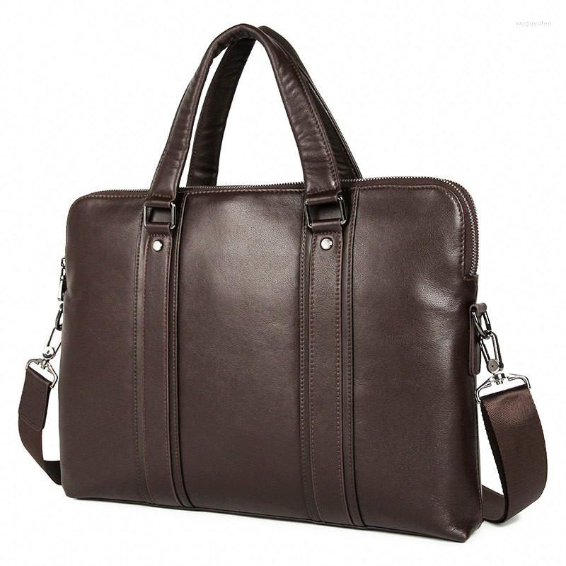 

Evening Bags Simple Genuine Leather Briefcases Travel Messenger Duffle, Black