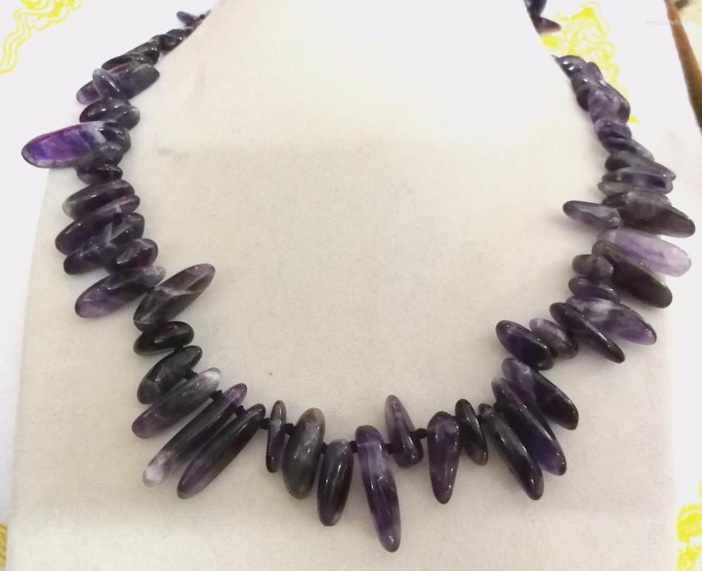 

Choker Women Jewelry 45cm 18'' Necklace 6x20mm Dark Purple Crystal Stone Irregular Bead Handmake Fashion