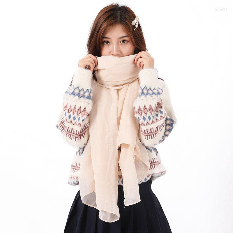 

Scarves Korean Versatile Scarf WOMEN'S Autumn And Winter Nordic Style Warm Cotton Linen Shawl Tr Large Size Plain Cape