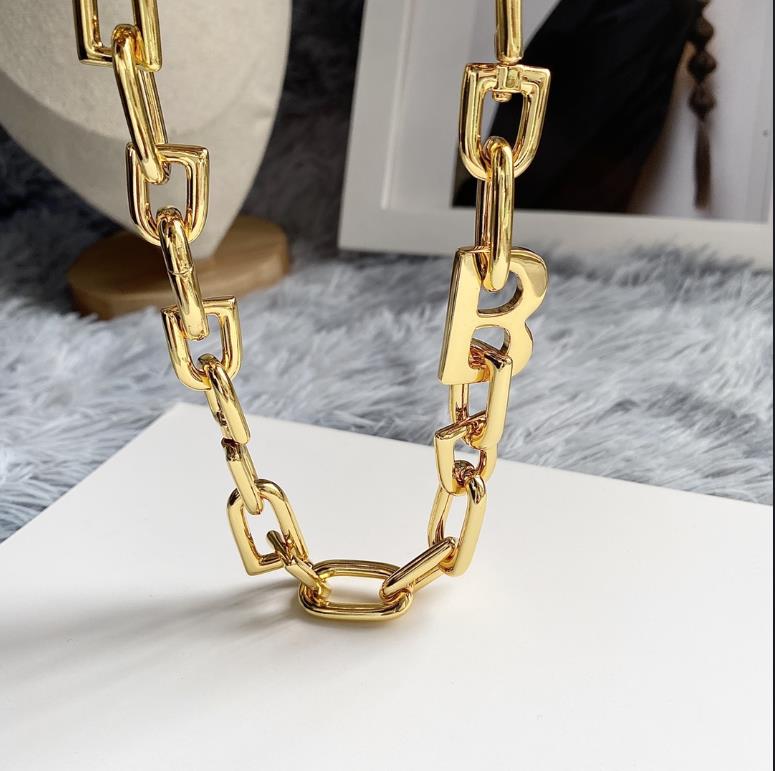 

Titanium steel Great B letter Thick chain necklace female exaggerated temperament retro glamorous earrings Famous brand women Punk 18K gold plated bracelet r0SA, Mixed colors