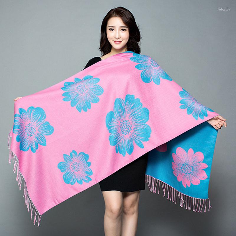 

Scarves Big Size Women Floral Printing Shawls 2022 Autumn Winter Pashmina Cashmere Long Shawl Wrap Soft Blanket Warm Tippet