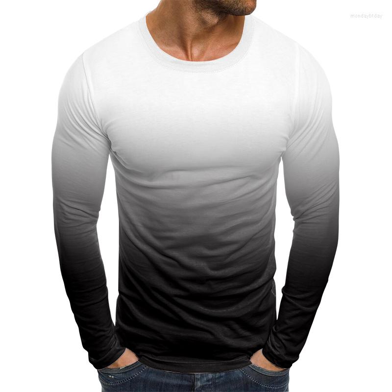 

Men's T Shirts Ho Selling Spring Autumn Men Long Sleeve Round Neck Gradient Color Shirt Casual Trending Fitness ., Zf30-3