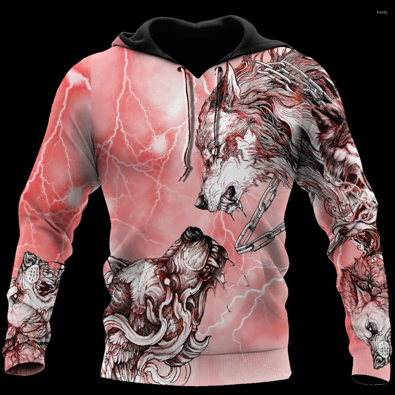 

Men's Hoodies Spring And Autumn Wolf Pattern 3d Printed Hoodie Unisex Fun Pullover Harajuku Sweatshirt Men's Street Clothes, Beige