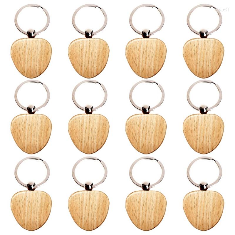 

Keychains 12Pcs Blank Heart-Shaped Wooden Key Chain DIY Wood Tags Gifts