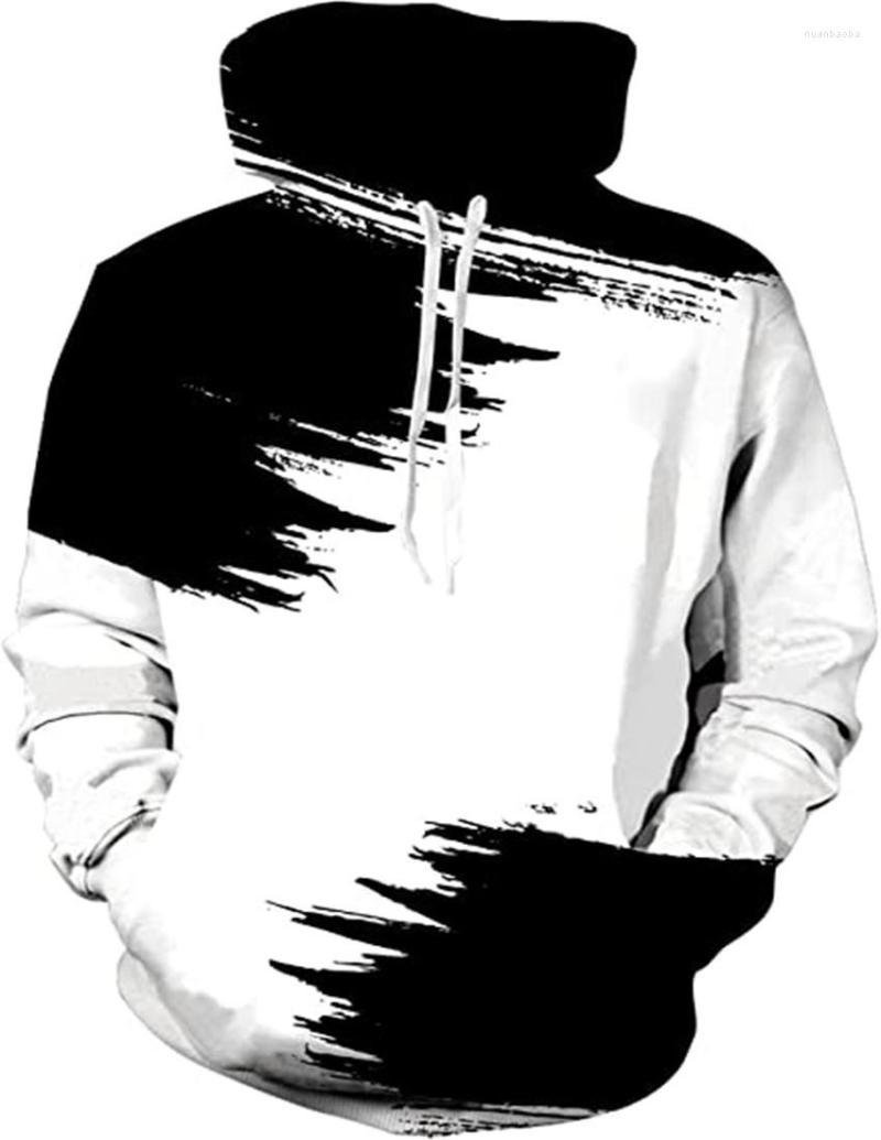 

Men's Hoodies 2022 Autumn And Winter Black White Stripe Ink 3D Sweater Men's Pullover Hoodie Casual Comfort, Army green