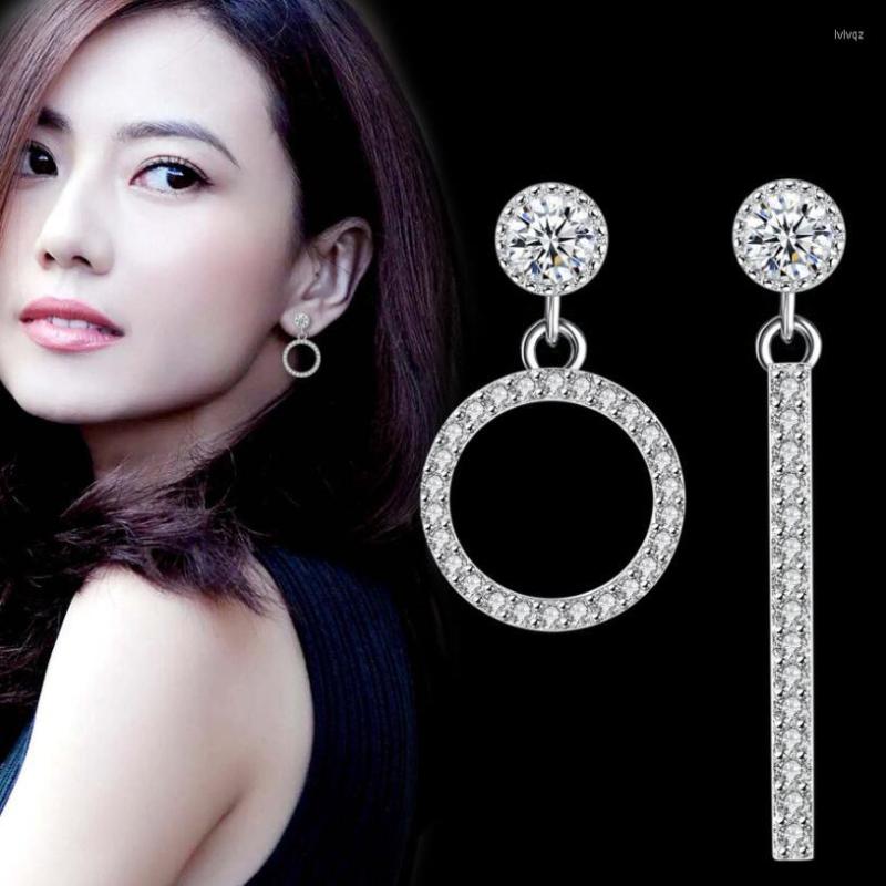 

Hoop Earrings Fashion Zircon Simple Round Long Asymmetrical Ladies