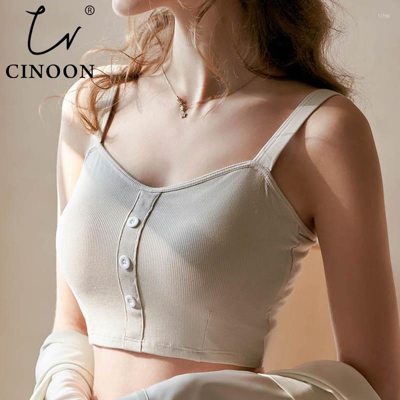 

Bras CINOON For Women Underwear Sexy Lingerie Add Pad Bra Simple Push Up Cotton Tops Bralette Brassiere Wireless Sports Vest, Yellow