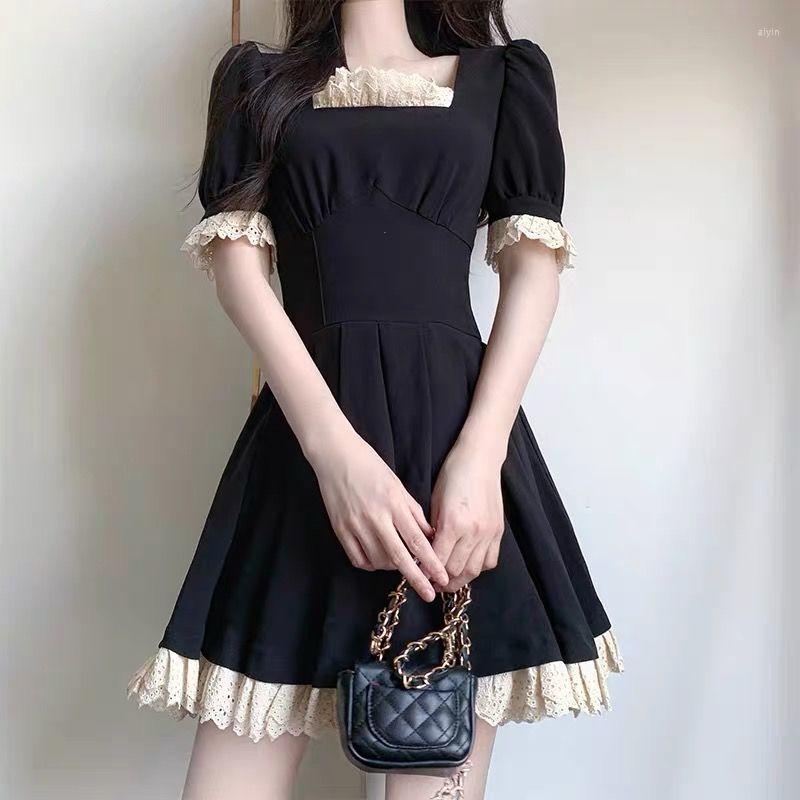 

Casual Dresses Women Women' High Waist Vestido De Mujer Femme Robe, Black