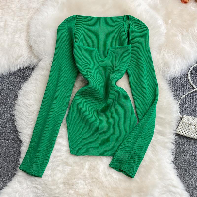 

Women's Sweaters Women's Sweater Korean Solid Color Long Sleeve Knit Tops Female All-matched Fashion Tide 2022, Army green