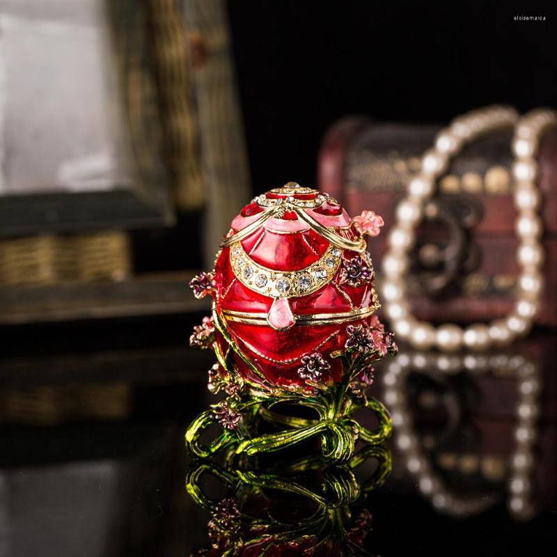 

Jewelry Pouches Qifu Handicraft Colorful Flower Style Easter Egg Metal Material Box For
