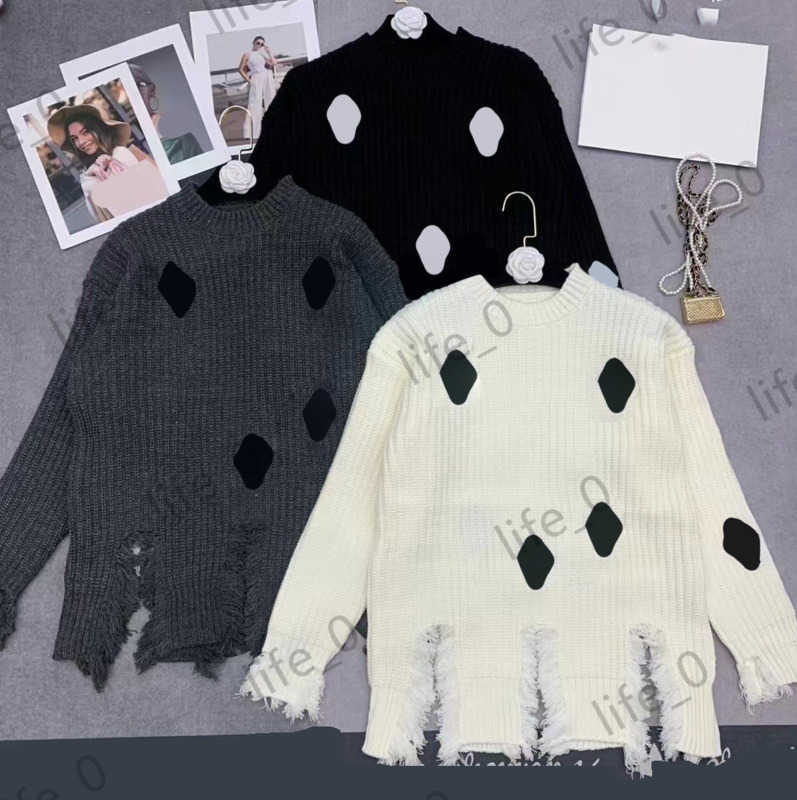 

Brand Fashion Womens Sweaters Printed Tassel Long Sleeve Tops Round Collar Pullover Literature Art Casual Knitwears Warm Designer Cardigan 1970