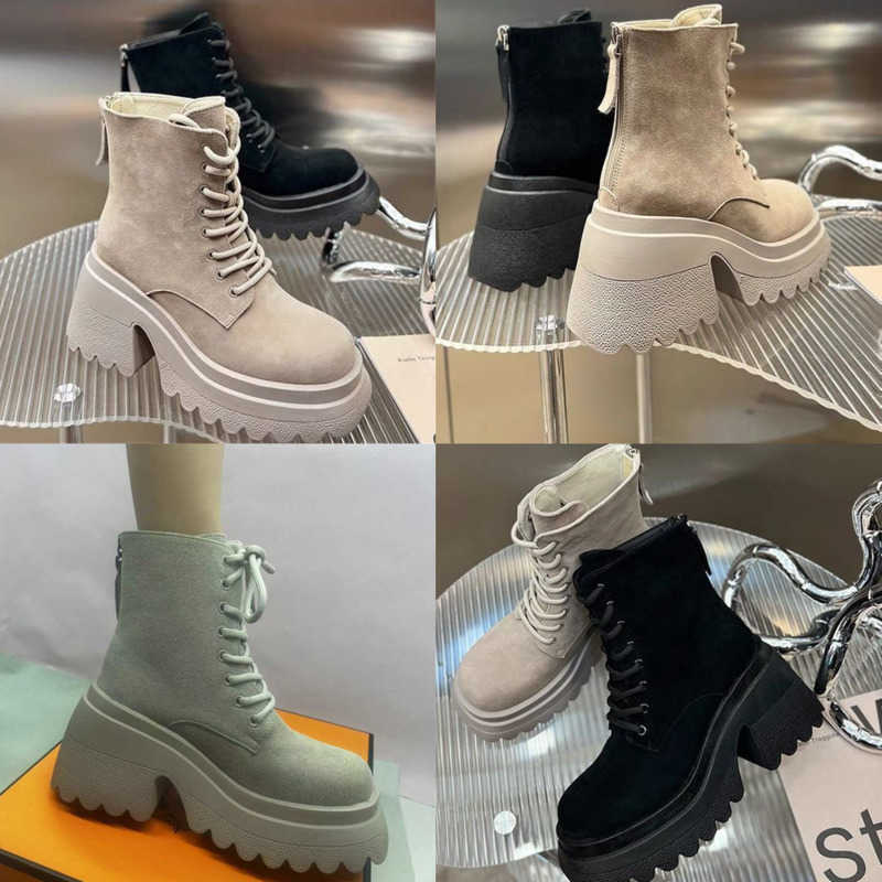 

2022 Casual Booties Womens Designer Boots Mesh Red Thick Sole Breathable Shoes Heightened Boots, Black