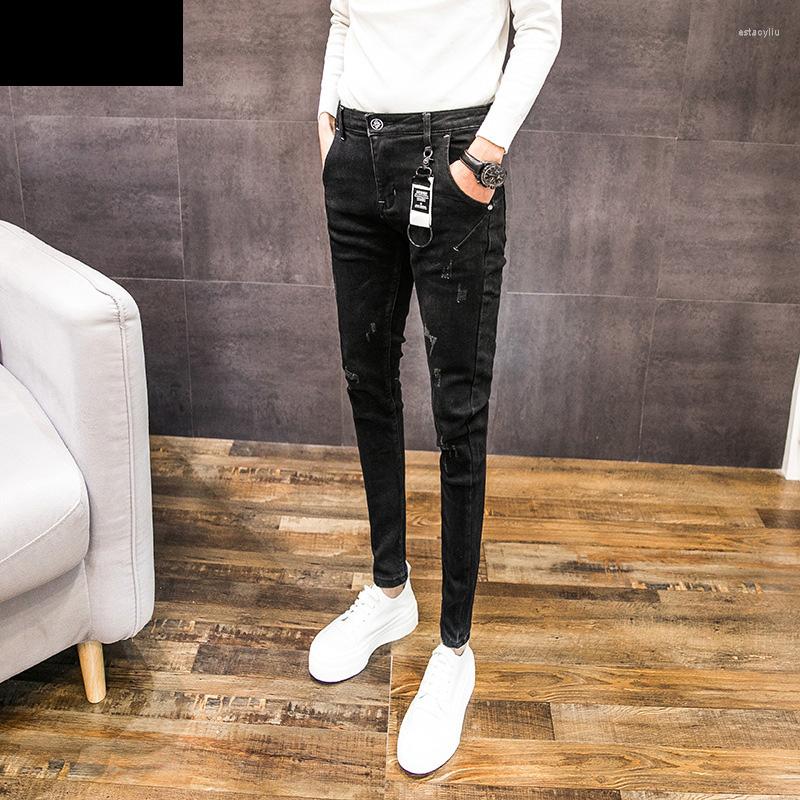 

Men's Pants Fashion Streetwear Casual Black All-match Men's Denim 2022 Spring Slim Korean Thin Cowboy Teenager Skinny Jeans Men