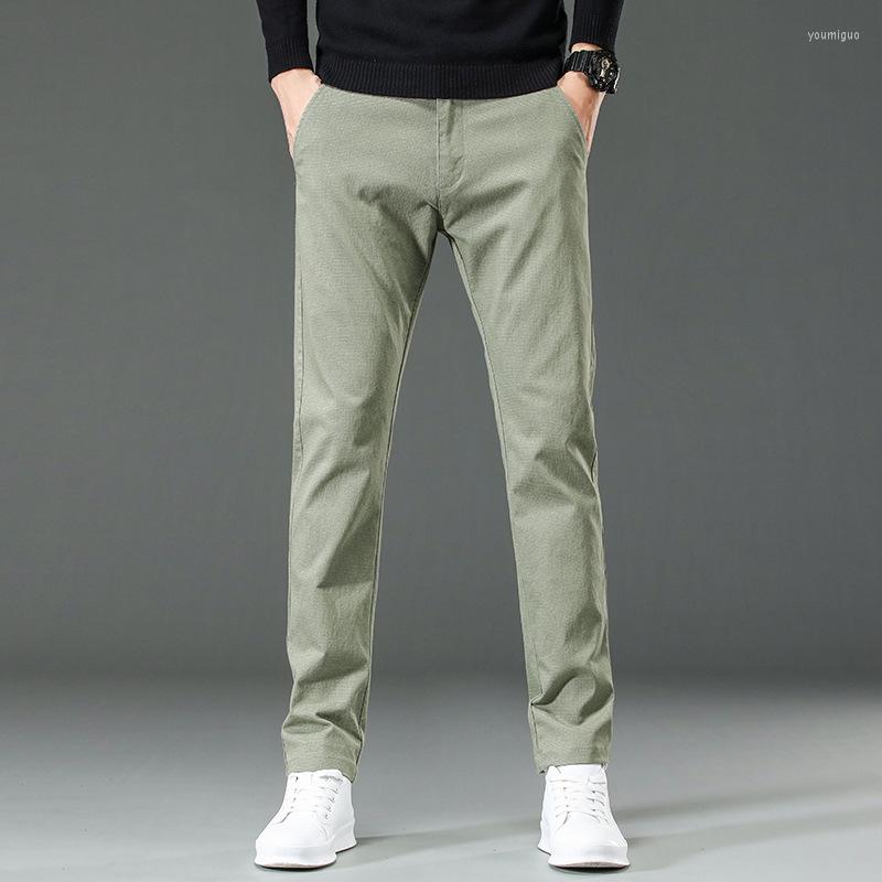 

Men's Pants High-End Brand Men's Fashion Casual 2022 Spring Men Regular Fit Business Straight Trousers Male Lace-Up Plus Size, White