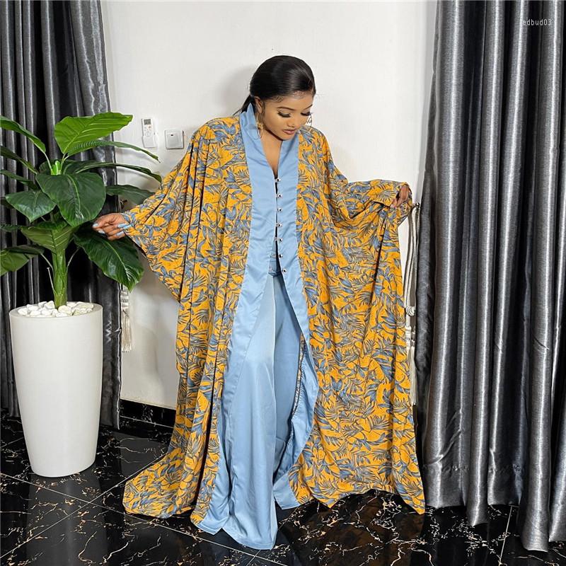 

Women's Two Piece Pants Fashion Lapel Long Sleeve Print Windbreaker And High Waist Trousers Spring Dinner Retro British Style Women Suit, Blue