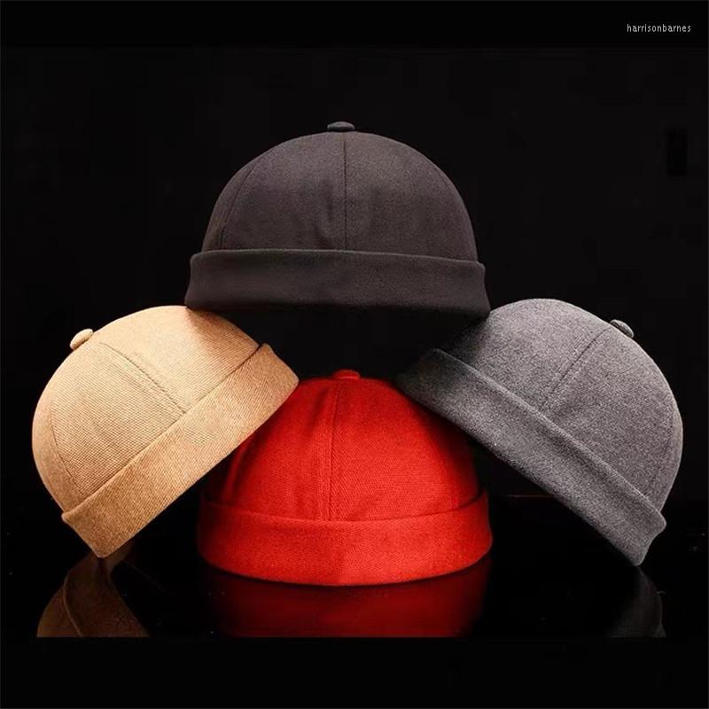 

Berets Brimless Hat For Men Women Hip Hop Vintage Docker Cap Fitted Cotton Bonnet Skullcap Adjustable Winter Beanies, E brimless hat