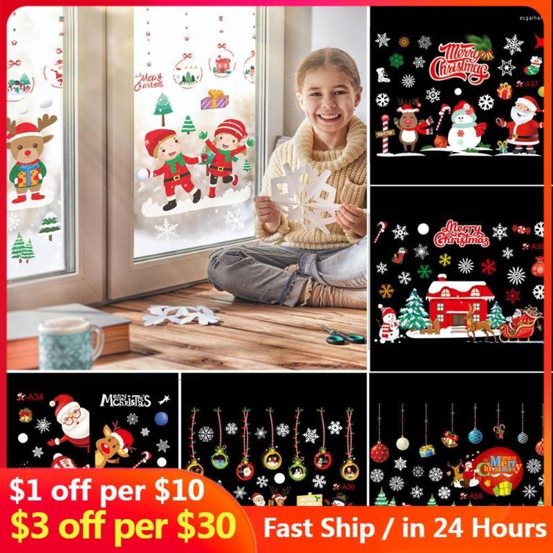 

Jewelry Pouches Christmas Window Decal Santa Claus Snowflake Stickers Winter Wall Decals For Kids Rooms Year Decorations