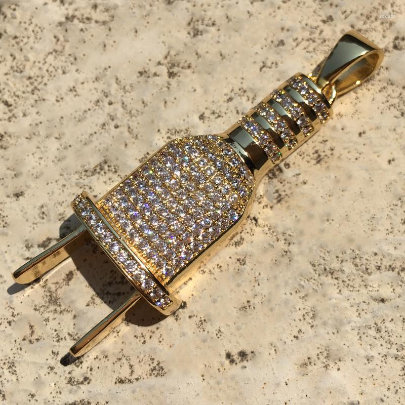 

Pendant Necklaces Men Brass Iced Out CZ Zircon Plug Charms Necklace Hiphop