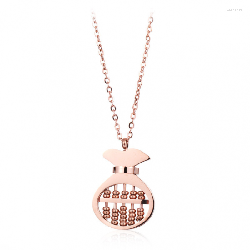 

Pendant Necklaces Purse Abacus Necklace For Women Ancient Chinese Blessing Good Fortune Wealth Rose Gold Titanium Steel Jewelry Gift GN231