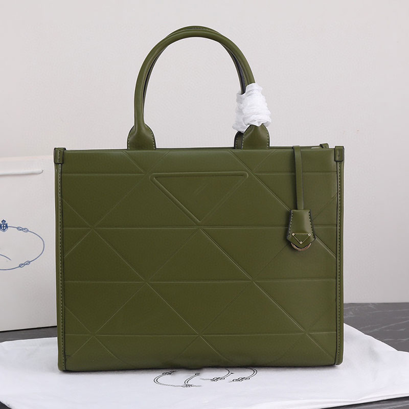

Vintage solid leather shopping bag Large capacity Tote bag Fashion handbag Designer casual zipper luxury womens bag, Green