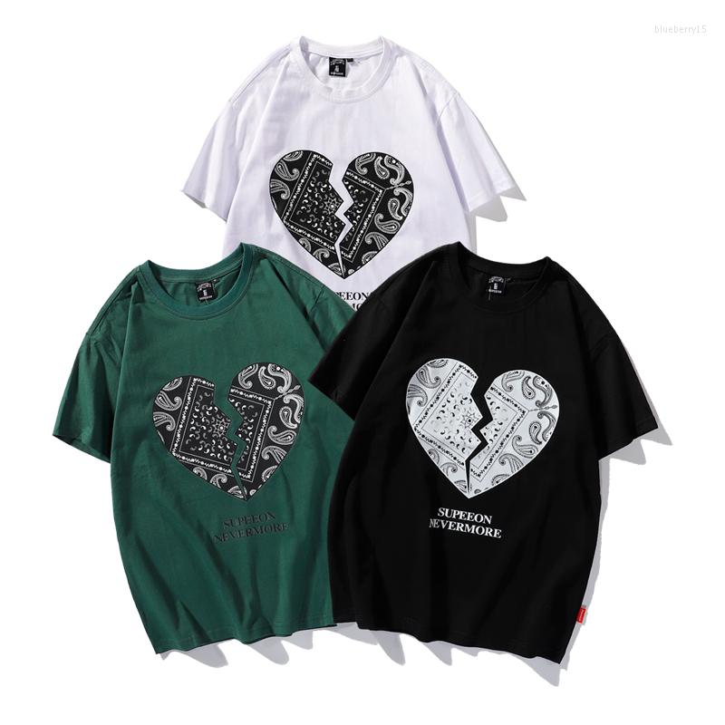 

Men's T Shirts Heart Broken Print Vintage Casual Short Sleeve Shirt For Men Summer Quality Cotton Streetwear Oversized Harajuku Camisetas, Picture shown