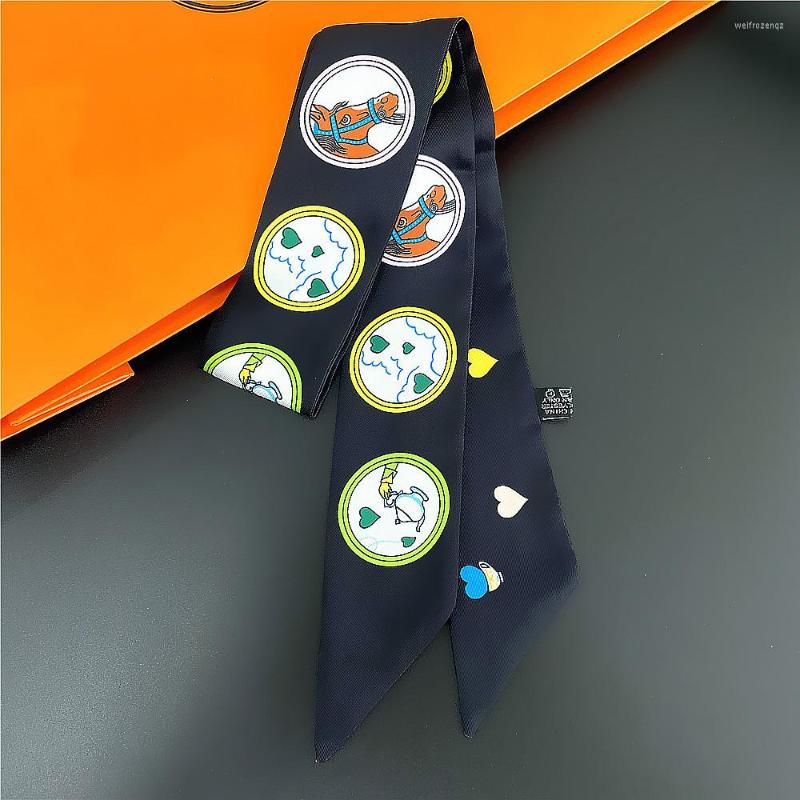 

Scarves Love Horse Head Circle Belt Printed Small Scarf Women Silk Headband Long Bag Accessories Ribbon Foulard