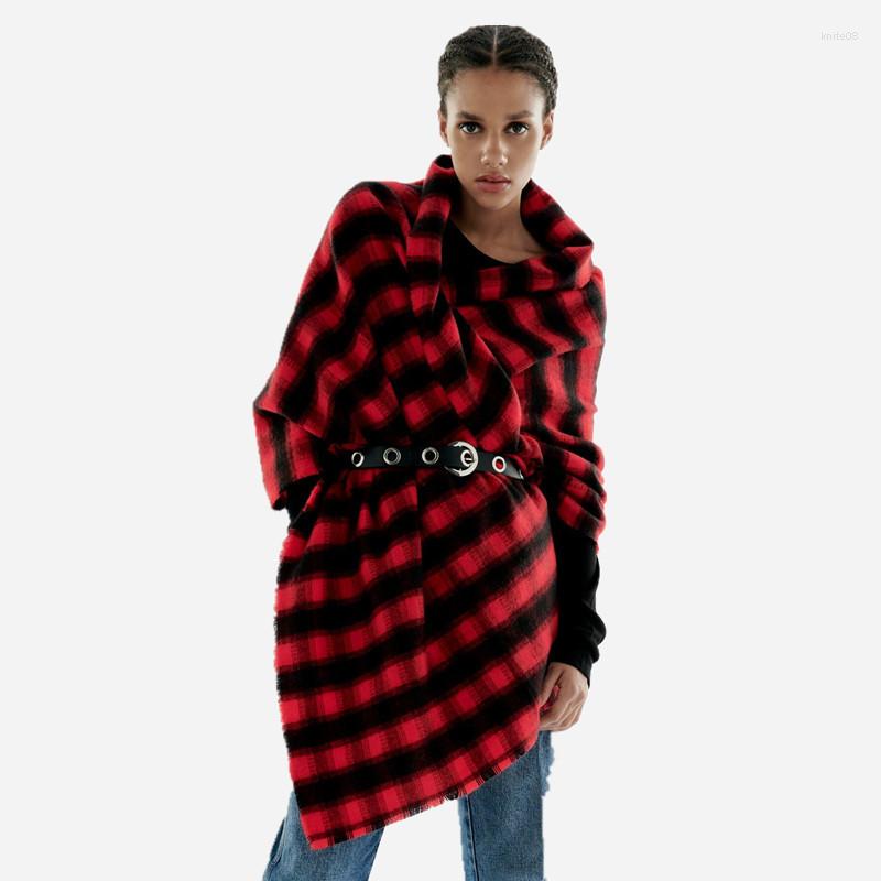 

Scarves 2022 Autumn Winter Woman Red Black Small Plaid Scarf Shawl Warm