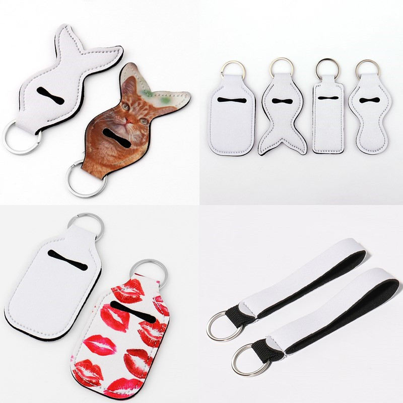 

2022 New Sublimation blank DIY keychains Neoprene Materials Fish Rectangle Bottle Shape designer keychain Lover Keychains Car Key Ring for Woman Man Friend Gift