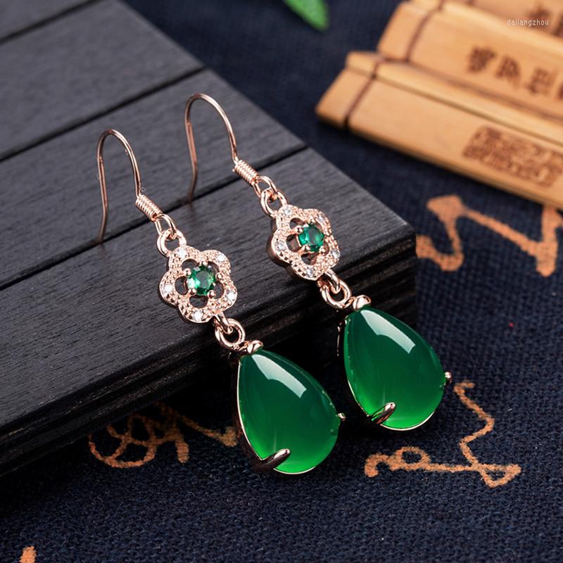 

Stud Earrings Vintage 925 Sterling Silver Emerald Gemstone Fine Jewelry For Women Luxury Gift 18k Gold Plated Bohemia